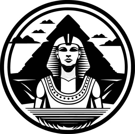 Egypte - icône isolée en noir et blanc - illustration vectorielle