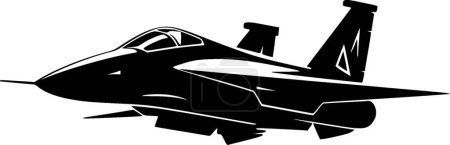 Ilustración de Avión de combate - icono aislado en blanco y negro - ilustración vectorial - Imagen libre de derechos