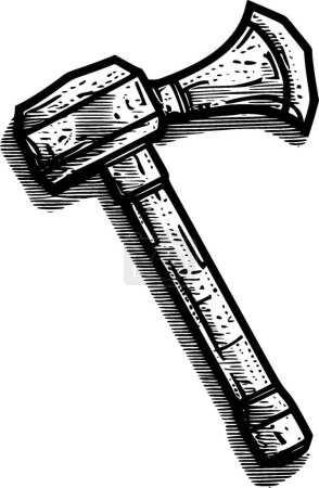 Illustration for Hammer - black and white isolated icon - vector illustration - Royalty Free Image