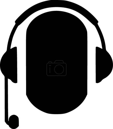 Headphones - black and white isolated icon - vector illustration