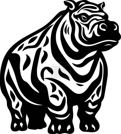 Hippopotame - logo plat et minimaliste - illustration vectorielle