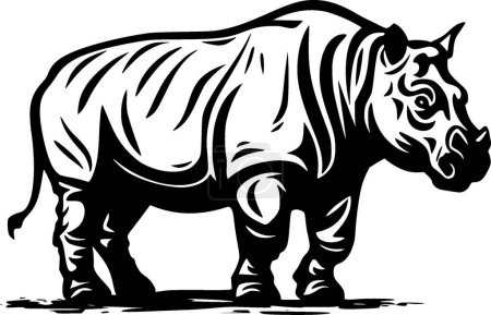 Hipopótamo - ilustración vectorial en blanco y negro