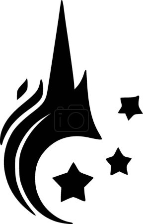 Magique icône isolée en noir et blanc illustration vectorielle