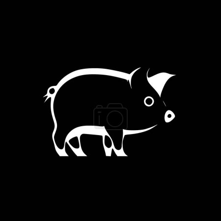 Cochon - icône isolée en noir et blanc - illustration vectorielle