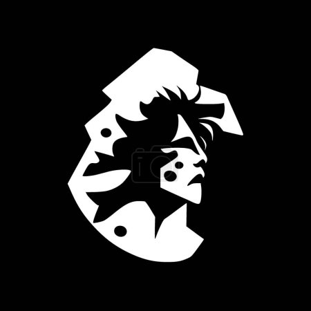 Rock - icono aislado en blanco y negro - ilustración vectorial