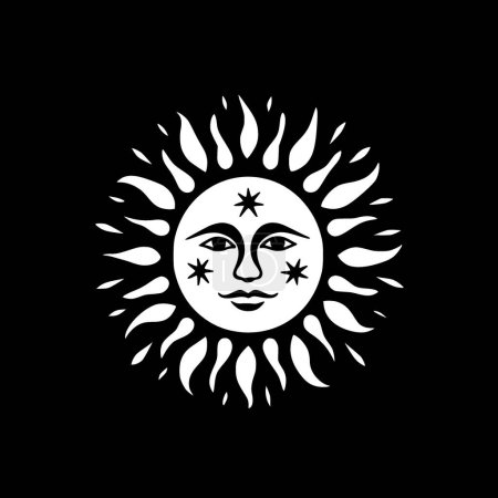 Illustration for Sun - black and white vector illustration - Royalty Free Image