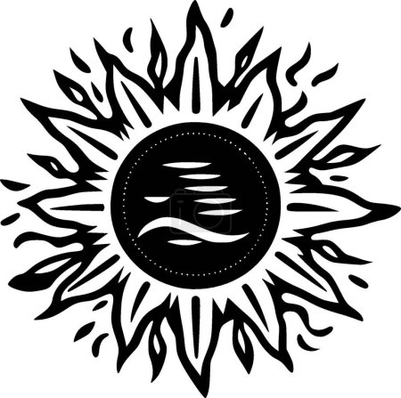 Téléchargez les illustrations : Soleil - icône isolée en noir et blanc - illustration vectorielle - en licence libre de droit