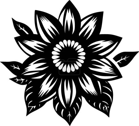 Tournesol - icône isolée en noir et blanc - illustration vectorielle