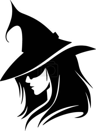 Witch - black and white isolated icon - vector illustration