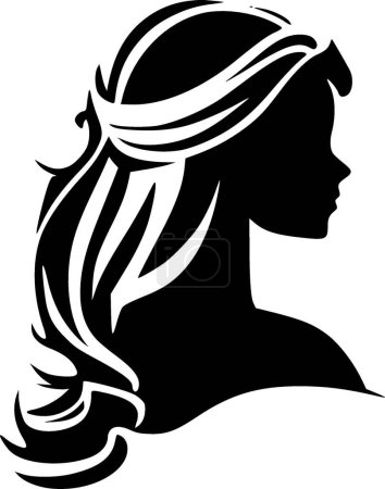 Women - black and white isolated icon - vector illustration