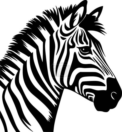 Cebra - ilustración vectorial en blanco y negro
