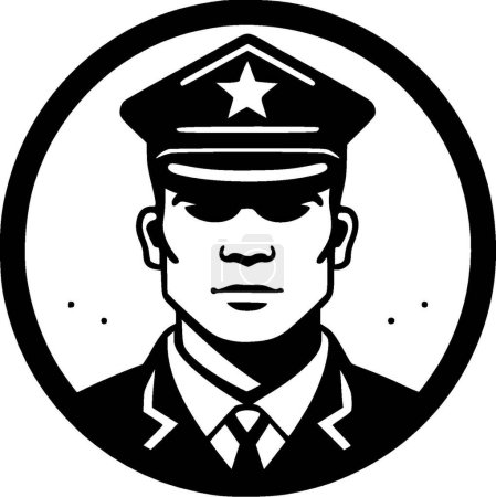 Ejército - icono aislado en blanco y negro - ilustración vectorial