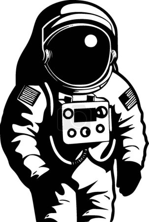 Astronaut - black and white isolated icon - vector illustration