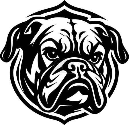 Ilustración de Bulldog - icono aislado en blanco y negro - ilustración vectorial - Imagen libre de derechos