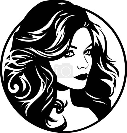 Ilustración de Chica - logo minimalista y plano - ilustración vectorial - Imagen libre de derechos