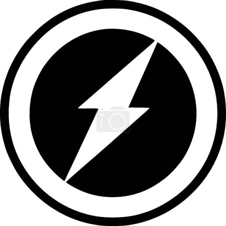 Blitz - schwarz-weiß isoliertes Symbol - Vektorillustration