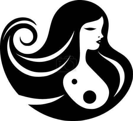 Mermaid - black and white isolated icon - vector illustration