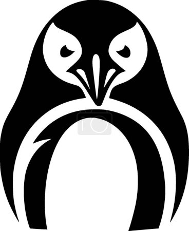 Pinguin - schwarz-weißes Icon - Vektorillustration