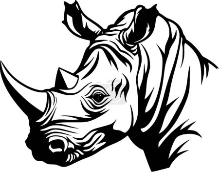 Rhinocéros - illustration vectorielle en noir et blanc