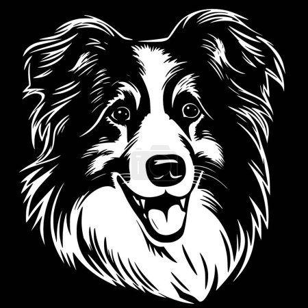 Illustration for Shetland sheepdog - black and white isolated icon - vector illustration - Royalty Free Image