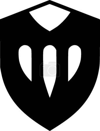 Bouclier - icône isolée en noir et blanc - illustration vectorielle