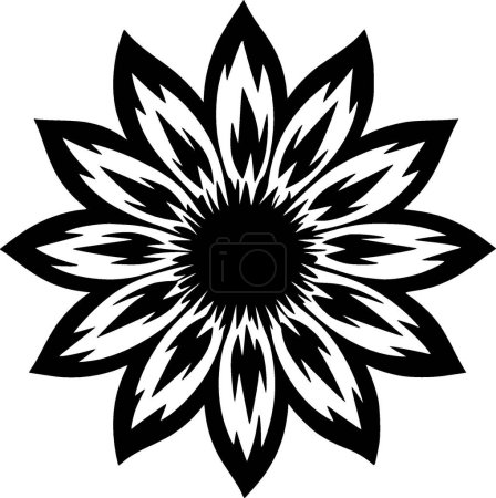 Sonnenblume - schwarz-weißes Icon - Vektorillustration