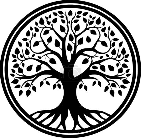 Illustration for Tree - black and white isolated icon - vector illustration - Royalty Free Image