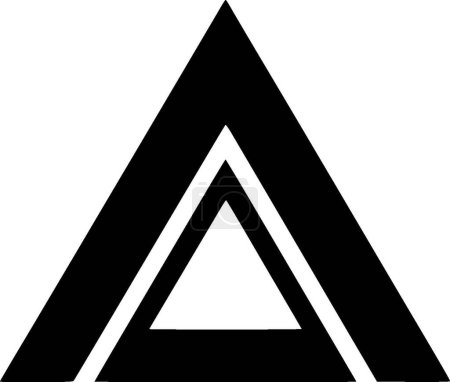 Téléchargez les illustrations : Triangle - icône isolée en noir et blanc - illustration vectorielle - en licence libre de droit