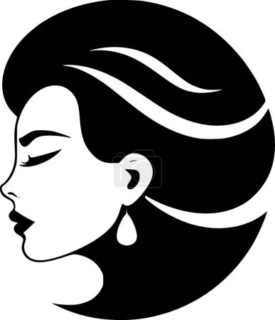 Mujer - ilustración vectorial en blanco y negro