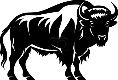 Illustration for Bison - black and white isolated icon - vector illustration - Royalty Free Image