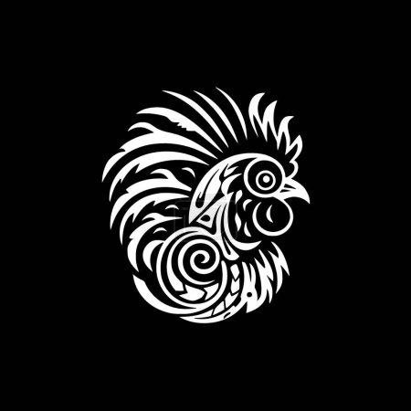 Ilustración de Pollo - icono aislado en blanco y negro - ilustración vectorial - Imagen libre de derechos