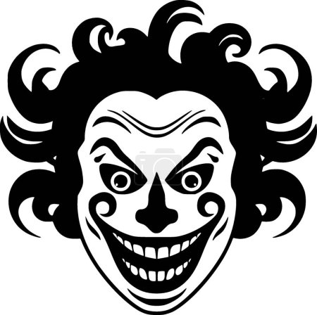 Clown - schwarz-weiße Vektorillustration