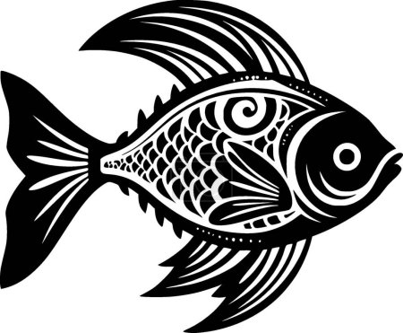 Fish - black and white vector illustration