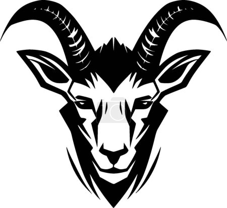 Cabra - icono aislado en blanco y negro - ilustración vectorial