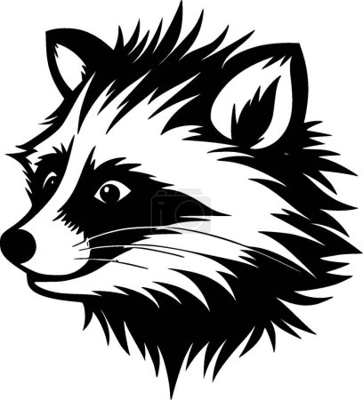 Raccoon - black and white vector illustration