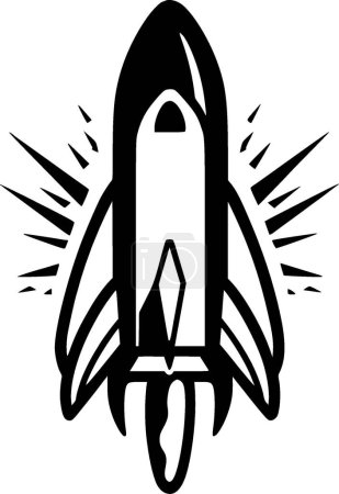 Fusée - icône isolée en noir et blanc - illustration vectorielle