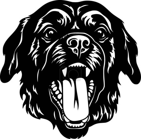 Rottweiler dog - black and white vector illustration