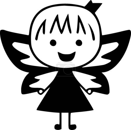 Tooth fairy - black and white isolated icon - vector illustration