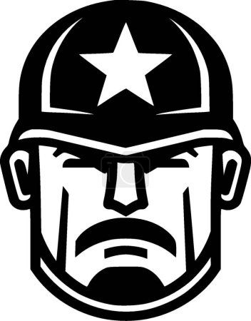 Army - black and white isolated icon - vector illustration