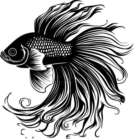 Betta Fisch - minimalistisches und flaches Logo - Vektorillustration