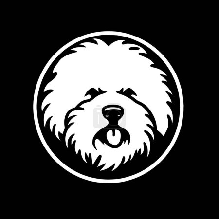 Illustration for Bichon frise - black and white isolated icon - vector illustration - Royalty Free Image