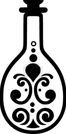 Illustration for Bottle - black and white vector illustration - Royalty Free Image