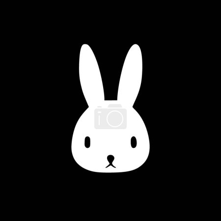 Bunny face - schwarz-weiße Vektorillustration