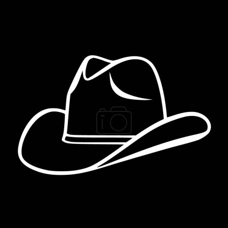 Cowboy hat - black and white isolated icon - vector illustration