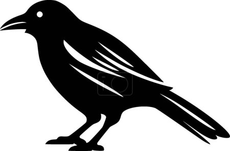 Crow - black and white vector illustration