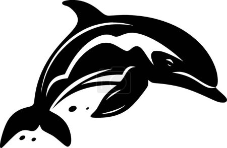 Illustration for Dolphin - black and white vector illustration - Royalty Free Image