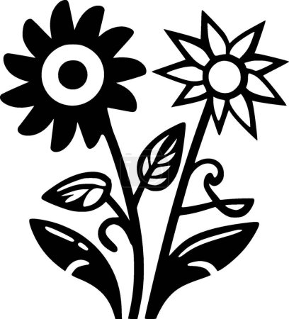Ilustración de Flores - silueta minimalista y simple - ilustración vectorial - Imagen libre de derechos