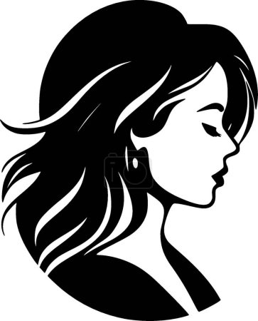 Ilustración de Chica - ilustración vectorial en blanco y negro - Imagen libre de derechos