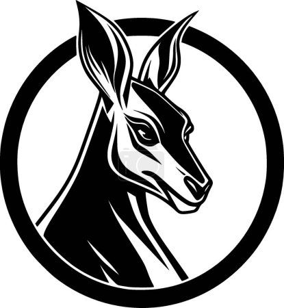 Kangourou - icône isolée en noir et blanc - illustration vectorielle