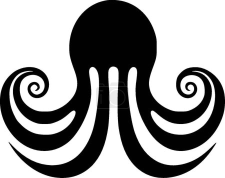 Oktopus-Tentakel - schwarz-weiß isoliertes Symbol - Vektorillustration